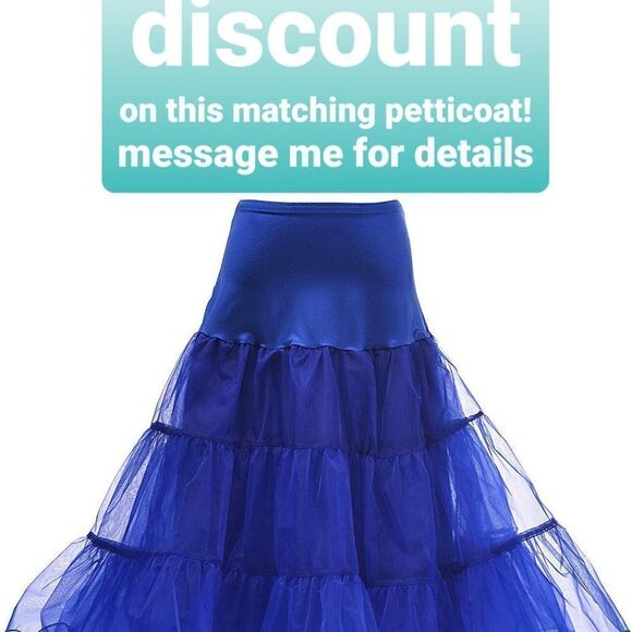 Off Shoulder Lace Retro Pinup Vintage 1950s Long Sleeves Swing Navy Dress L NWT - Picture 11 of 13